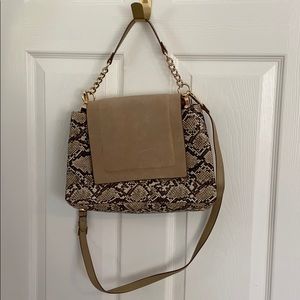 Zara Faux Snake and Suede Handbag with strap